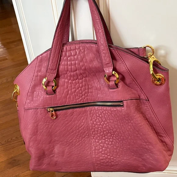 orYANY Pink Leather Shoulder Bag with Gold Accents - Picture 2 of 6